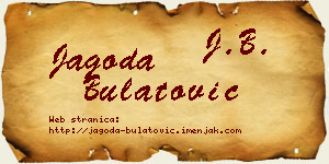 Jagoda Bulatović vizit kartica